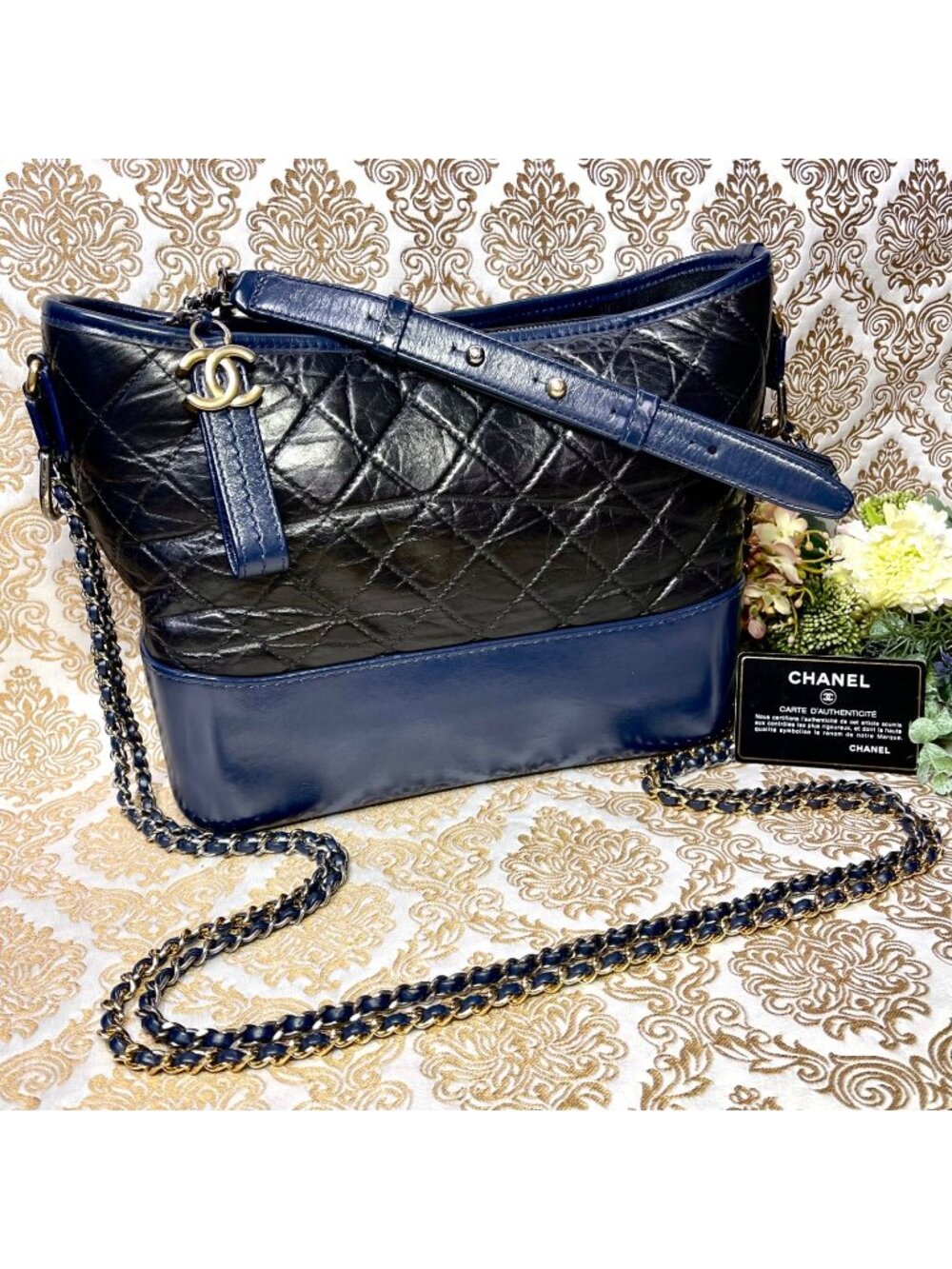 Chanel Gabrielle Bicolor Quilted Chain Handbag